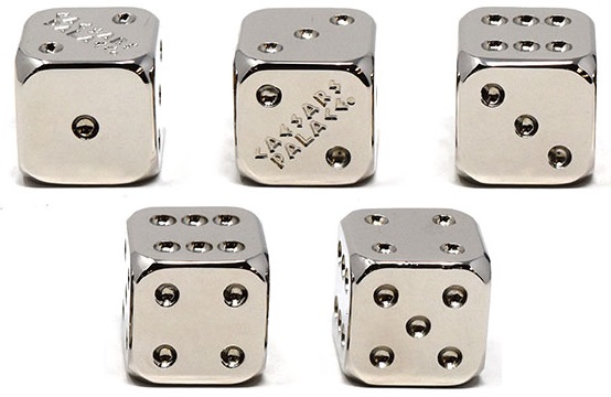 Caesars Palace Dice Set: 5 - 3/4" Metal Dice in Polished Aluminum Case main image